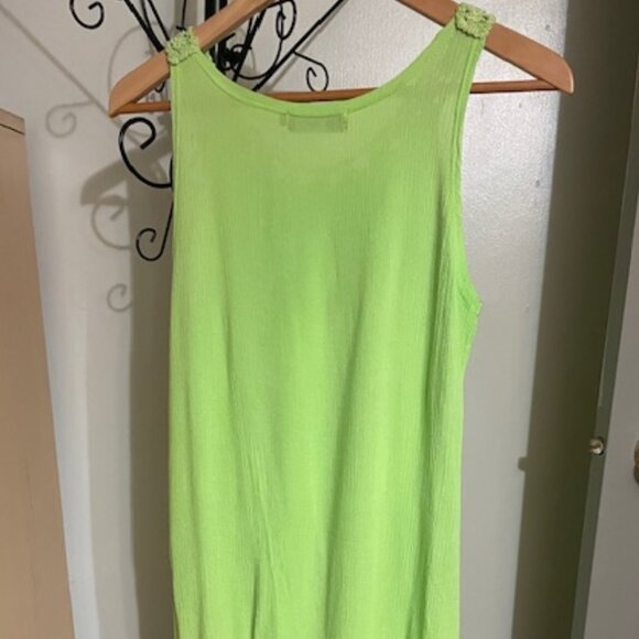 Jeune Jeunesse Chartreuse Green Summer Dress or Cover Up - Size S - Picture 3 of 4